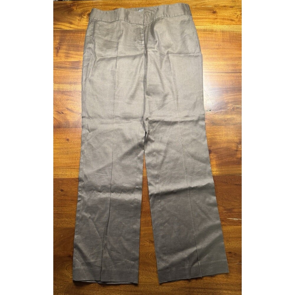 J.Jill Brown Linen Blend Stretch Trouser Pants Women's Size 8 Petite 8P Office